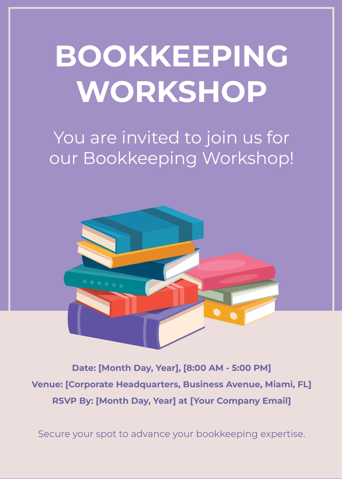 Bookkeeping Workshop Participant Invitation Card Template