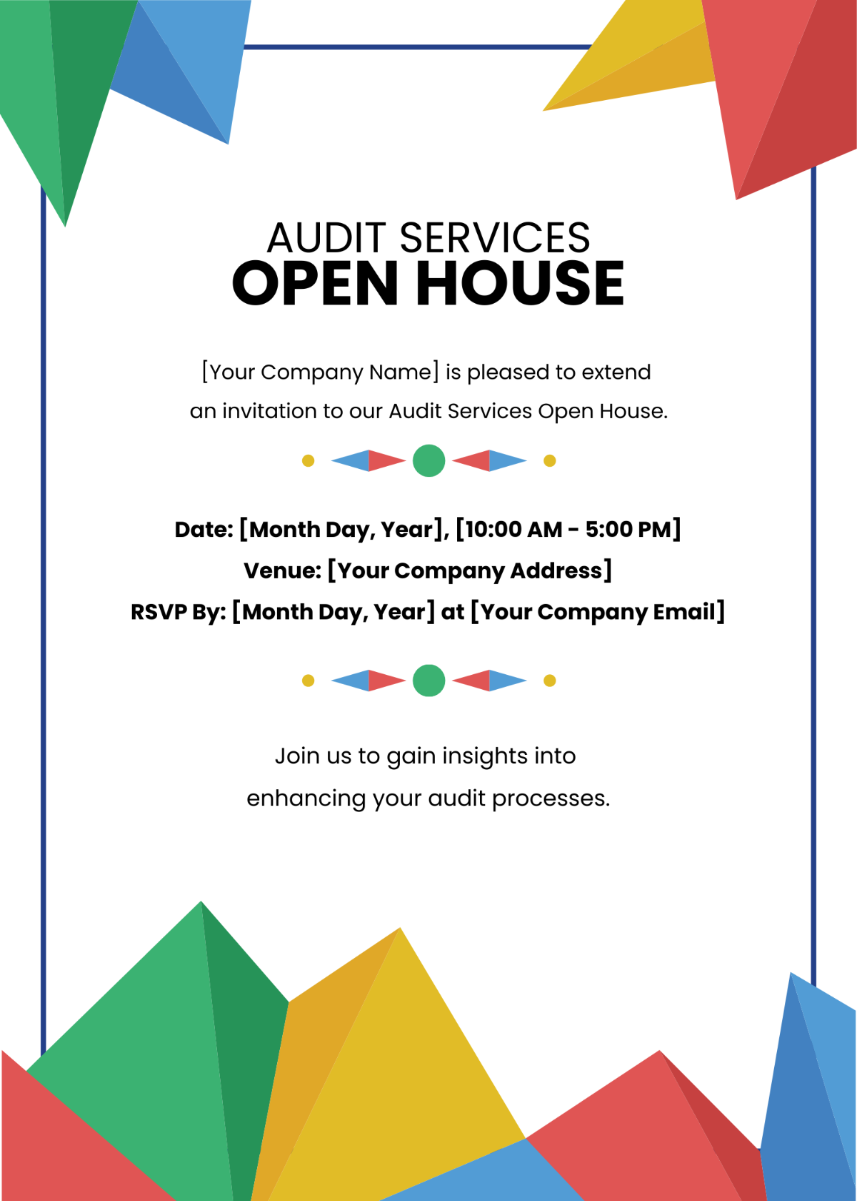 Audit Services Open House Invitation Card Template