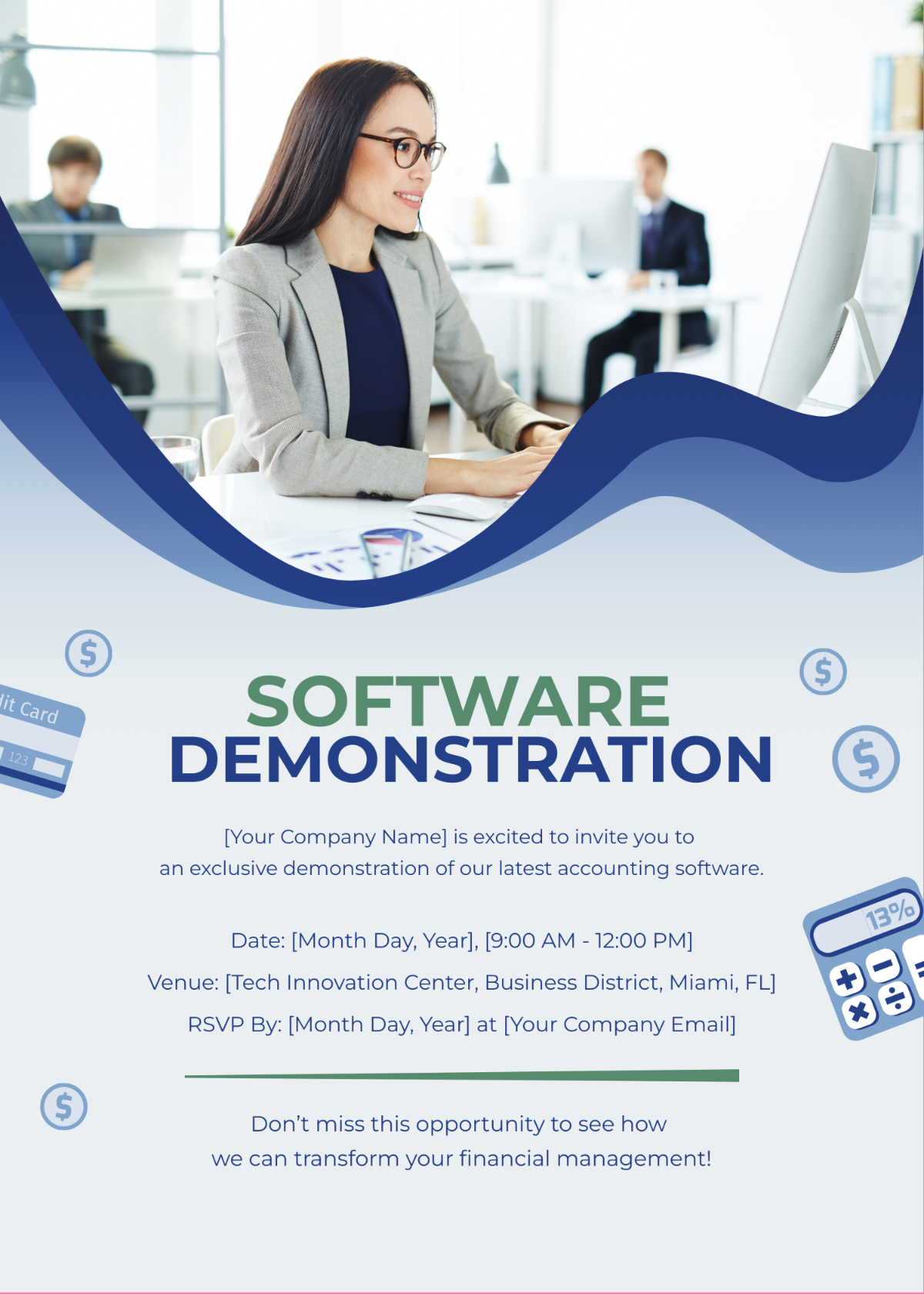 Accounting Software Demonstration Invitation Card Template