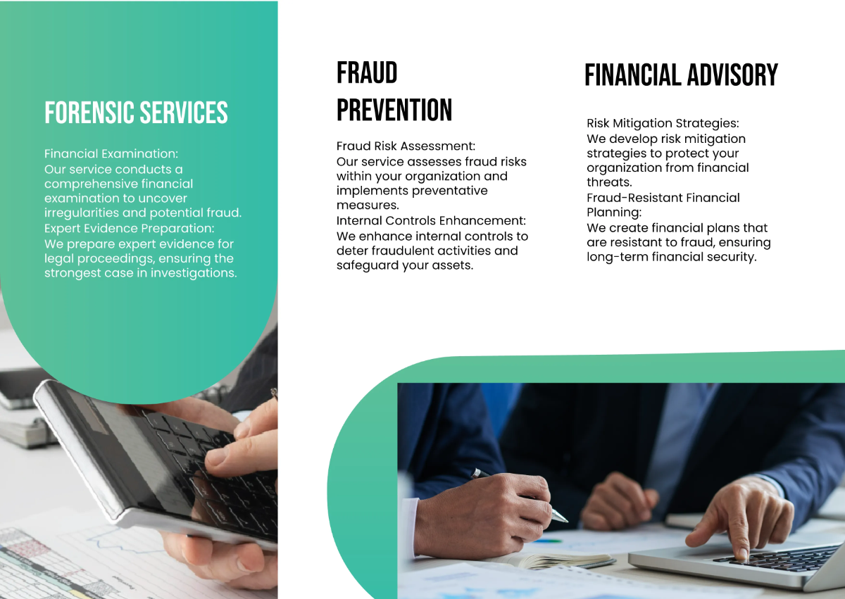 Free Forensic Accounting and Fraud Prevention Pamphlet Template to Edit Online