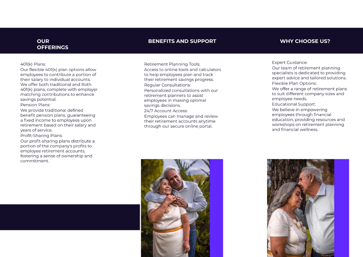 Free Retirement Savings Plan Pamphlet Template to Edit Online