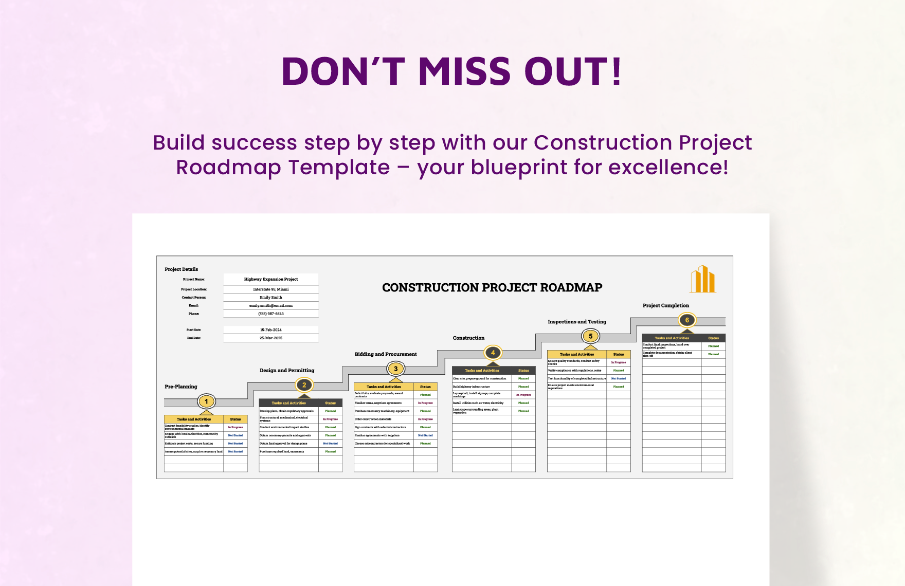 Construction Project Roadmap Template