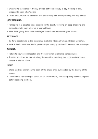 Free Romantic Itinerary Template to Edit Online