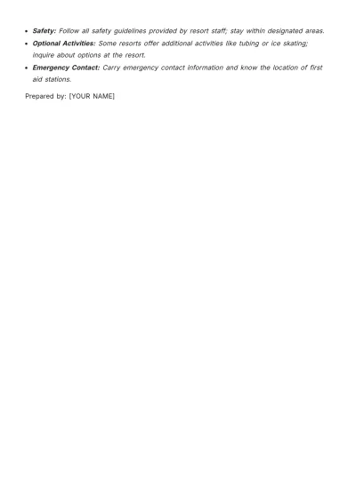 Free Ski Trip Itinerary Template to Edit Online