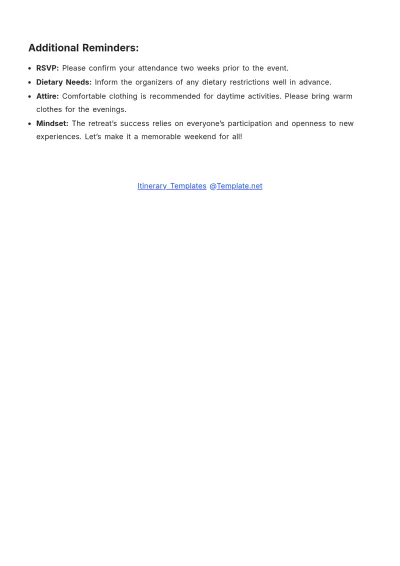 Free Activity Itinerary Template to Edit Online