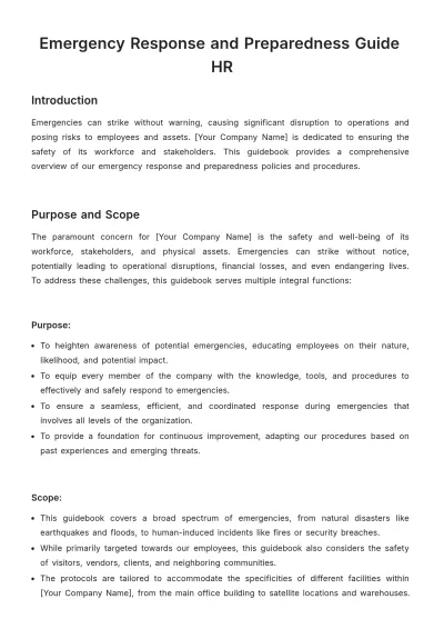 Free Emergency Response and Preparedness Guide HR Template to Edit Online
