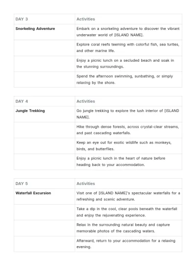 Free 10 Day Itinerary Template to Edit Online