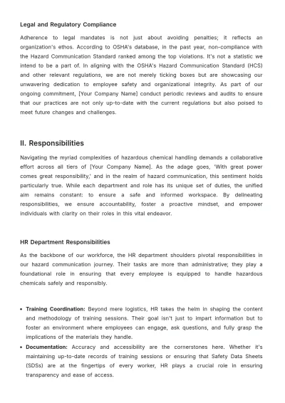 Free Hazard Communication Standard Operating Procedure (SOP) HR Template to Edit Online