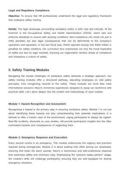 Free Full-scale Safety Training Curriculum HR Template to Edit Online