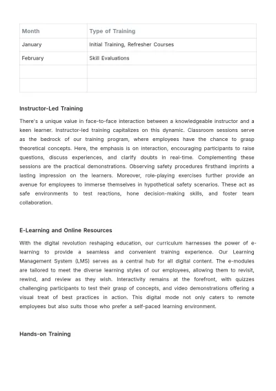 Free Full-scale Safety Training Curriculum HR Template to Edit Online
