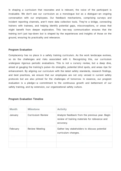 Free Full-scale Safety Training Curriculum HR Template to Edit Online