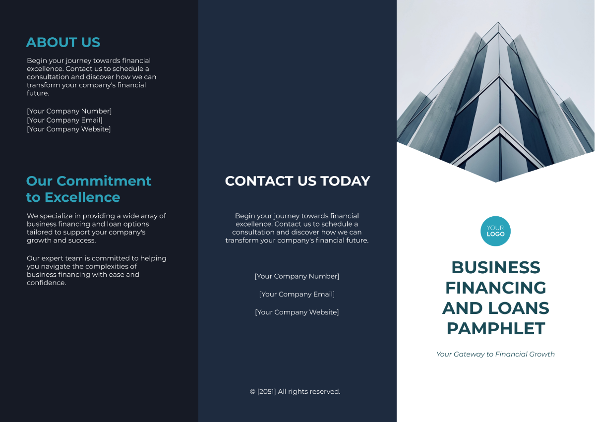 Free Business Financing and Loans Pamphlet Template