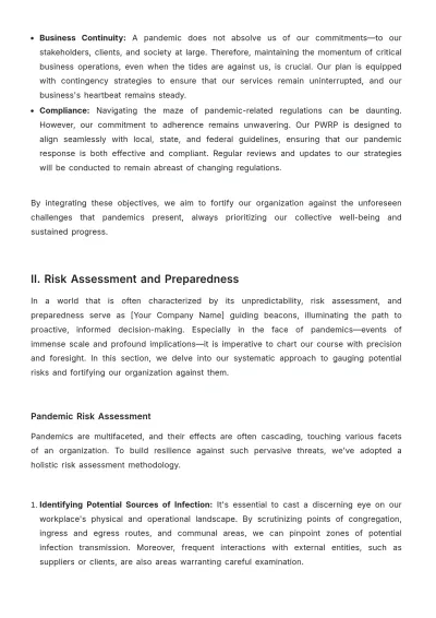 Free Pandemic Workplace Response Plan HR Template to Edit Online