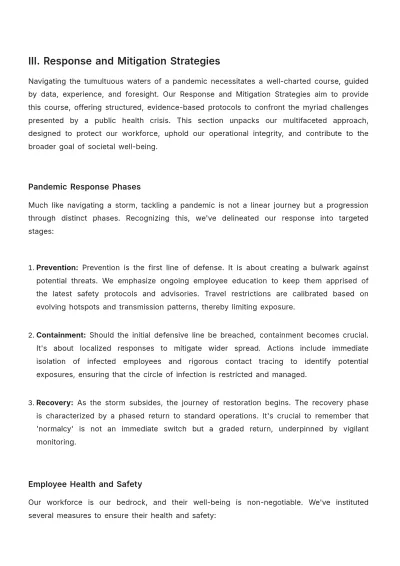 Free Pandemic Workplace Response Plan HR Template to Edit Online