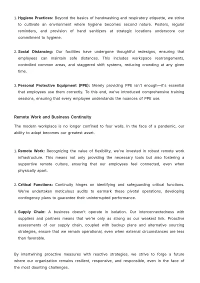 Free Pandemic Workplace Response Plan HR Template to Edit Online