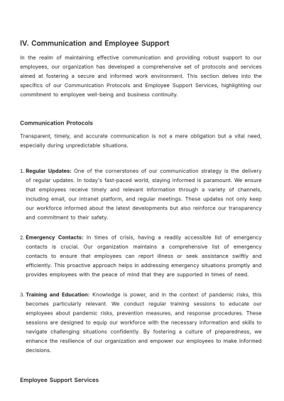 Free Pandemic Workplace Response Plan HR Template to Edit Online