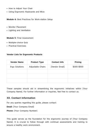 Free Ergonomics Implementation Guide HR Template to Edit Online