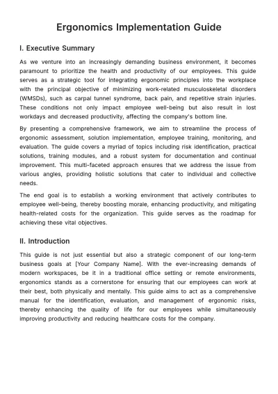 Free Ergonomics Implementation Guide HR Template to Edit Online