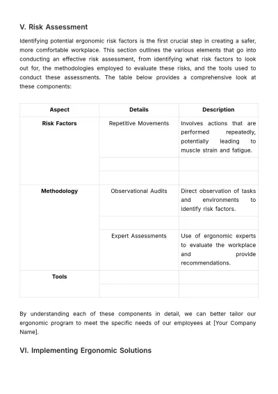 Free Ergonomics Implementation Guide HR Template to Edit Online