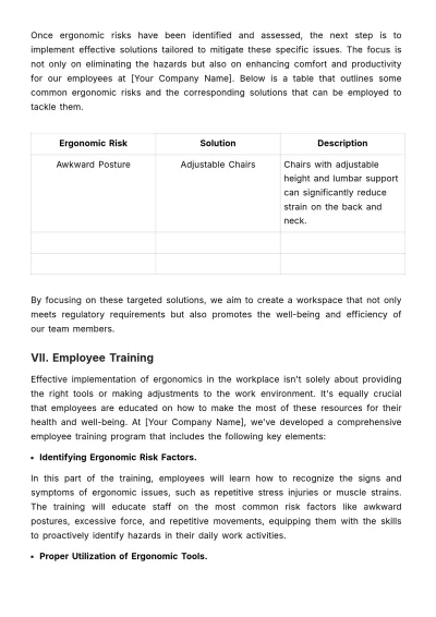 Free Ergonomics Implementation Guide HR Template to Edit Online