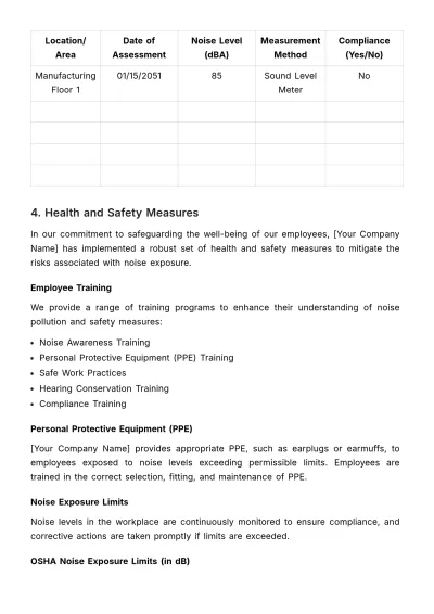 Free Noise Pollution and Control Management Plan HR Template to Edit Online