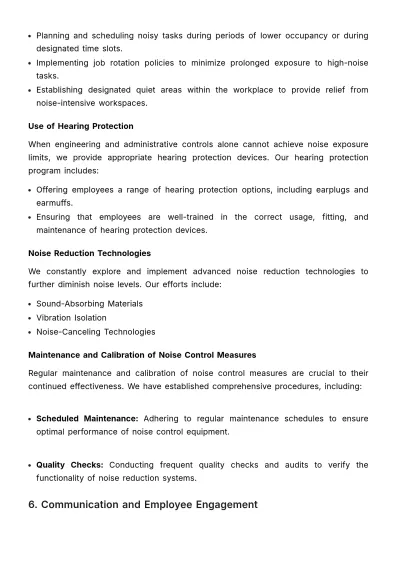 Free Noise Pollution and Control Management Plan HR Template to Edit Online