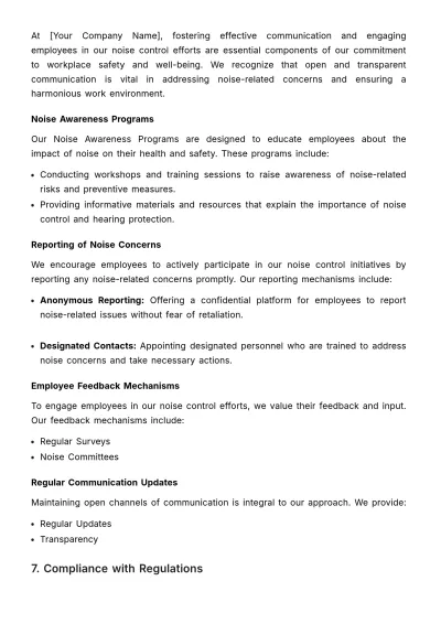 Free Noise Pollution and Control Management Plan HR Template to Edit Online