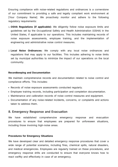 Free Noise Pollution and Control Management Plan HR Template to Edit Online