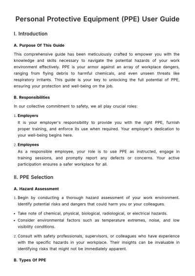 Free Personal Protective Equipment (PPE) User Guide HR Template to Edit Online