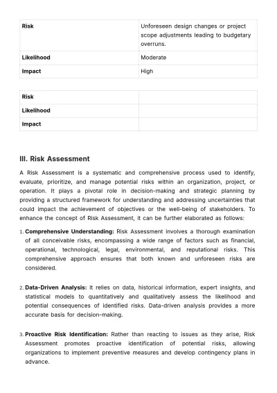 Free Risk Assessment and Management Document HR Template to Edit Online