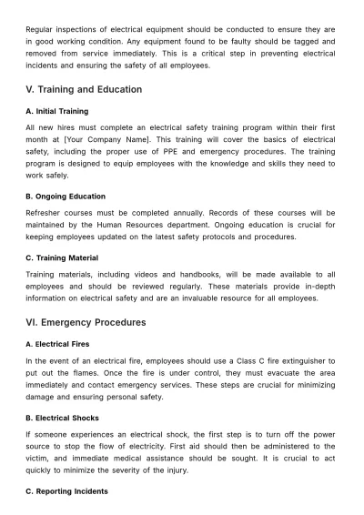 Free Electrical Safety Protocol HR Template to Edit Online