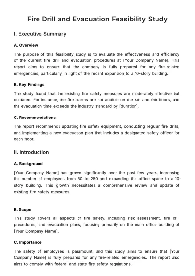 Free Fire Drill and Evacuation Feasibility Study HR Template to Edit Online