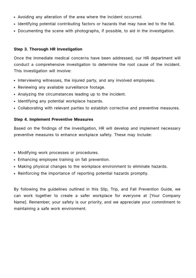 Free Slip, Trip, and Fall Prevention Guide HR Template to Edit Online