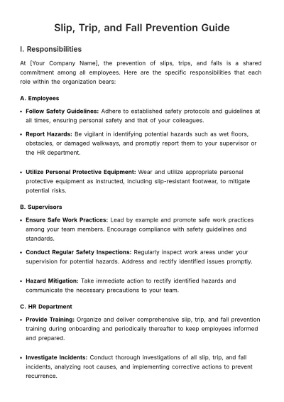 Free Slip, Trip, and Fall Prevention Guide HR Template to Edit Online