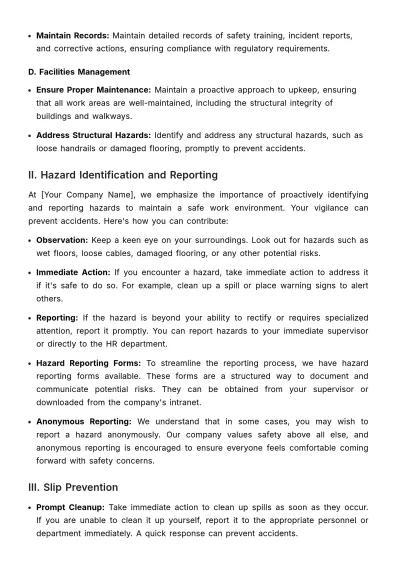 Free Slip, Trip, and Fall Prevention Guide HR Template to Edit Online