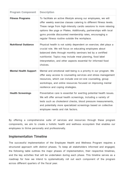 Free Employee Health and Wellness Program Proposal HR Template to Edit Online