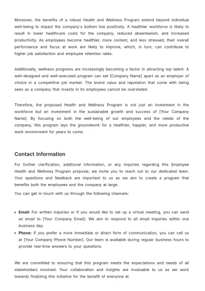 Free Employee Health and Wellness Program Proposal HR Template to Edit Online