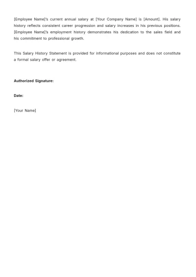 Free Salary History Statement HR Template to Edit Online