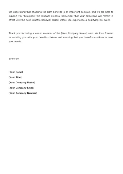 Free Benefits Renewal Reminder HR Template to Edit Online
