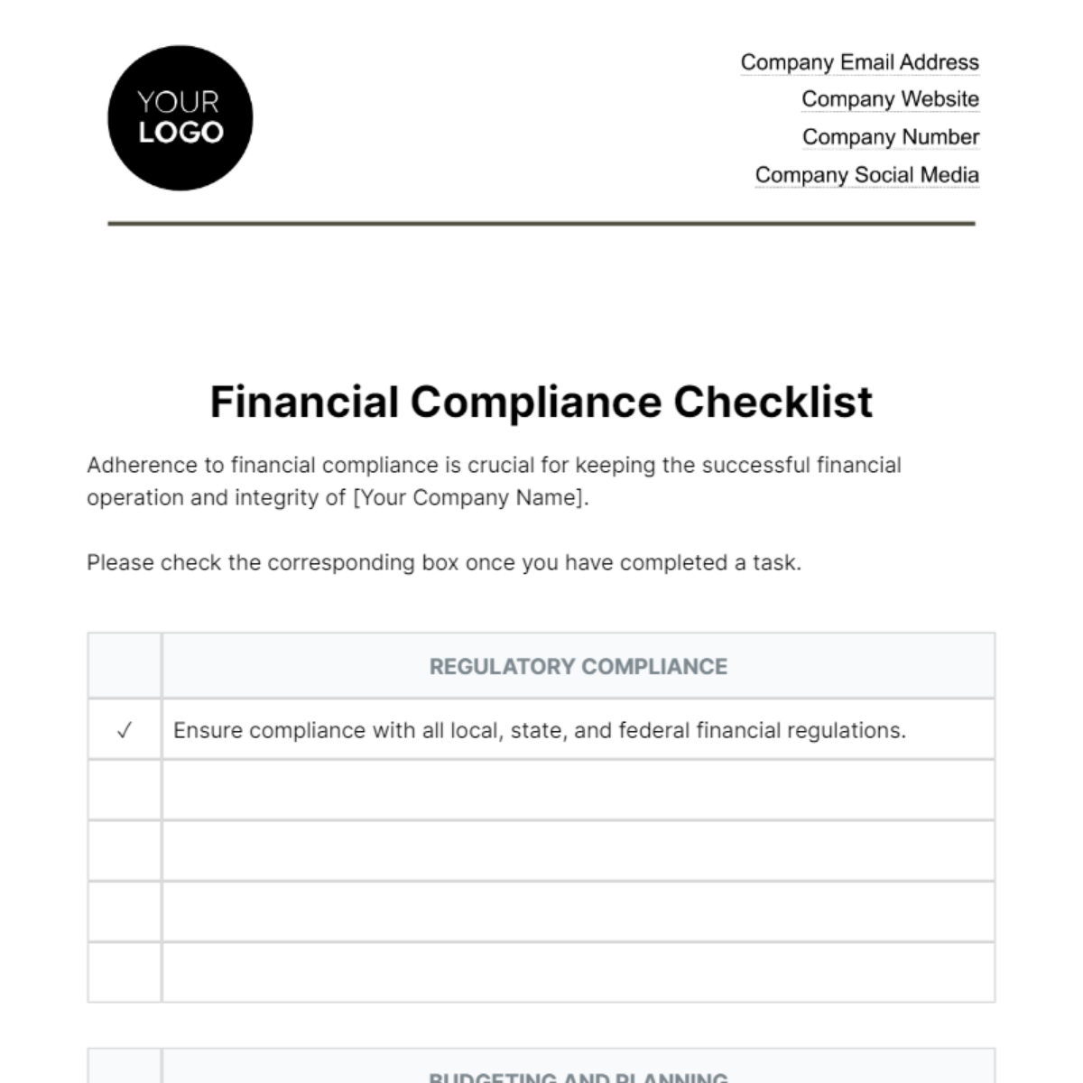 Financial Compliance Checklist Template - Edit Online & Download ...