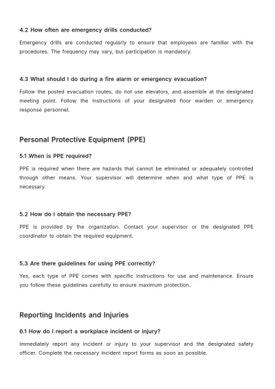 Free Health and Safety FAQ HR Template to Edit Online