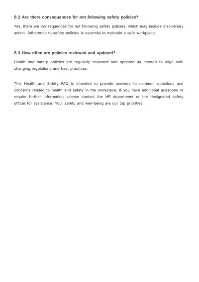 Free Health and Safety FAQ HR Template to Edit Online