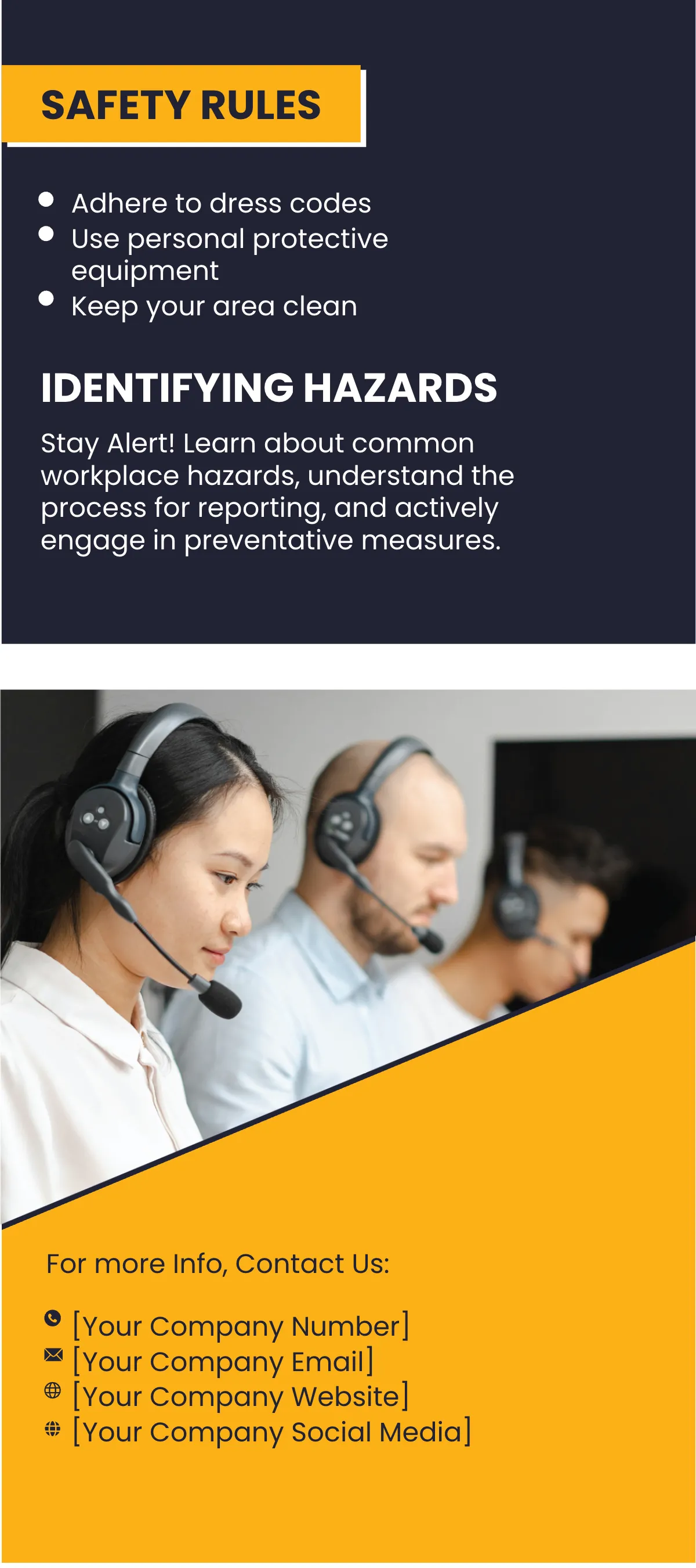 Free Workplace Health and Safety Guidelines Rack Card Template to Edit Online