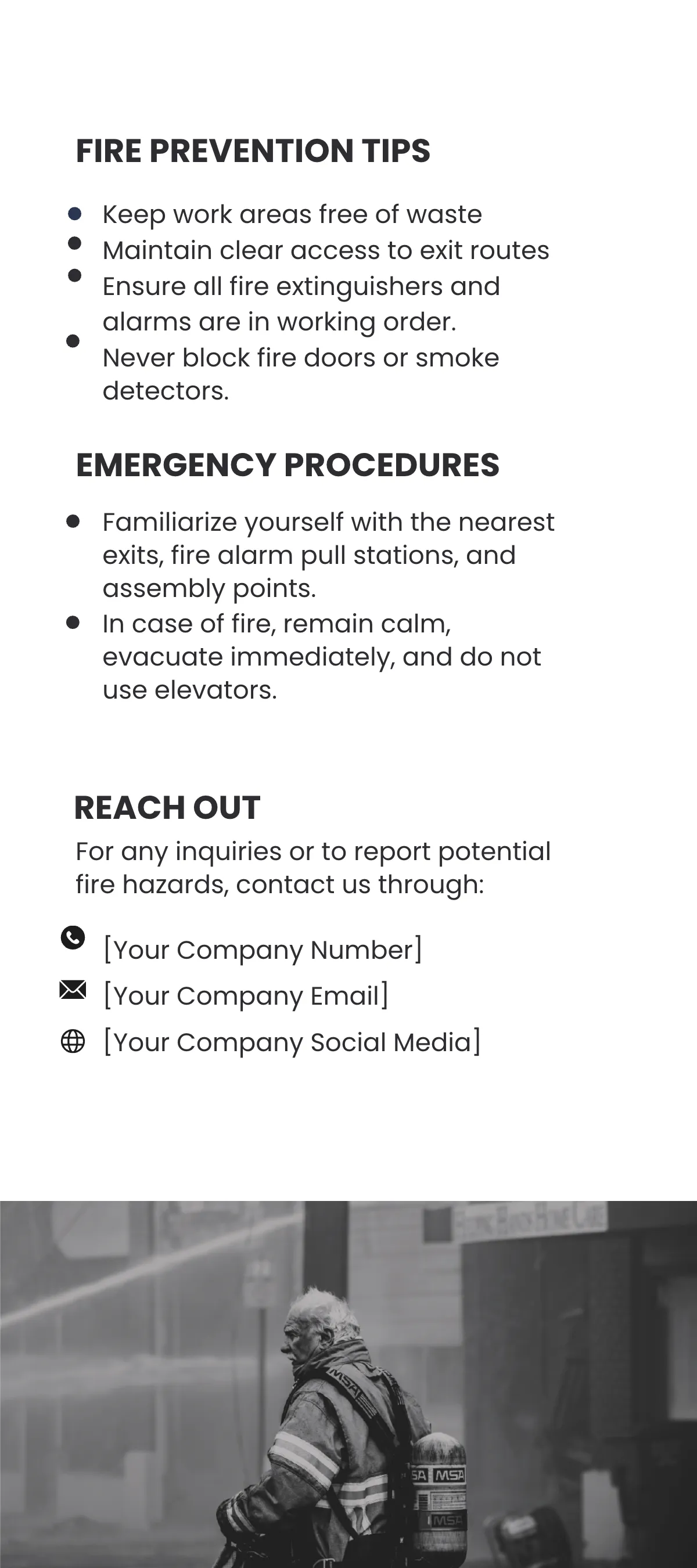 Free Fire Safety and Prevention Rack Card Template to Edit Online