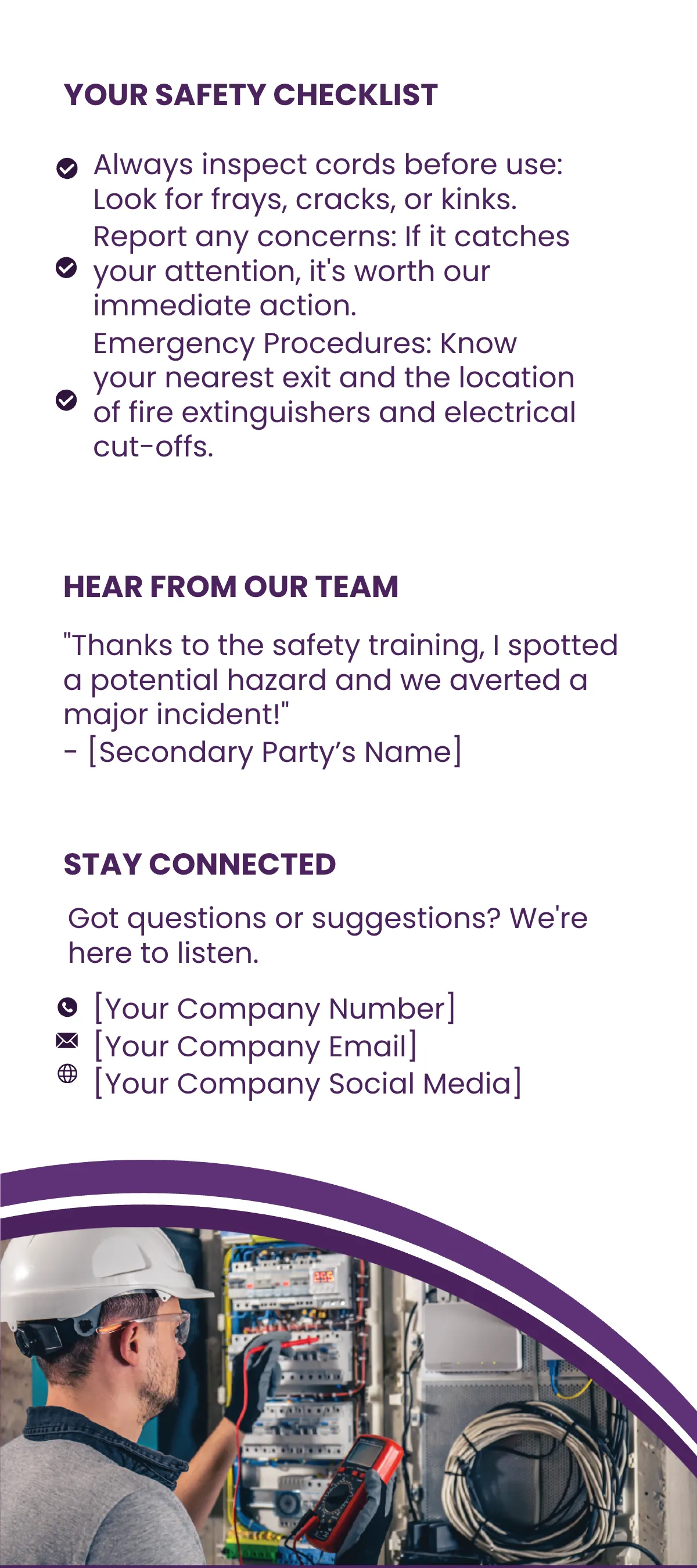 Free Electrical Safety in the Workplace Rack Card Template to Edit Online