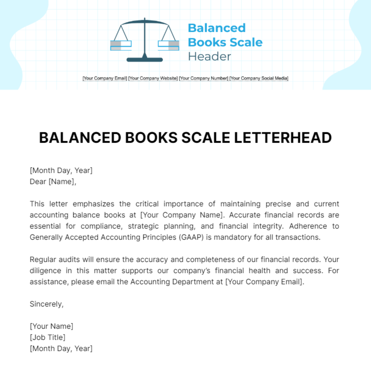 Free Balanced Books Scale Letterhead Template