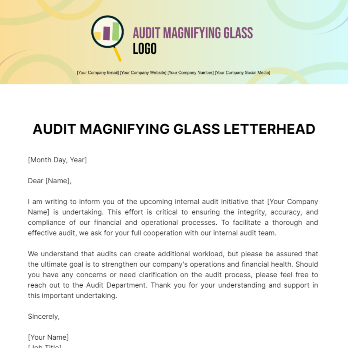 Audit Magnifying Glass Letterhead Template