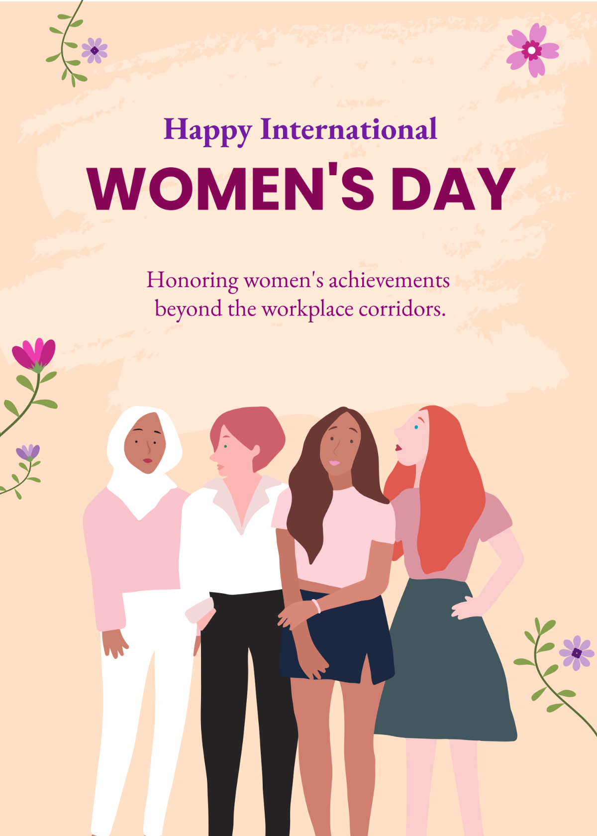 International Women's Day Wishes to Colleagues Template