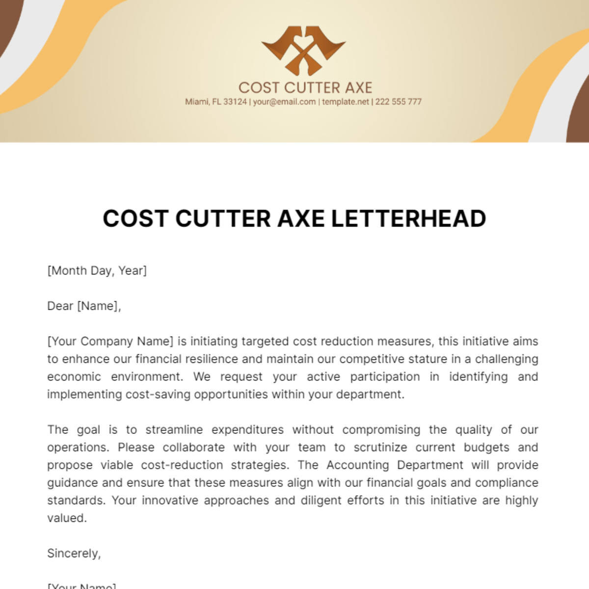 Cost Cutter Axe Letterhead Template