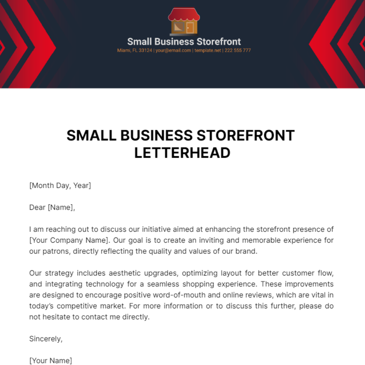 Free Small Business Storefront Letterhead Template